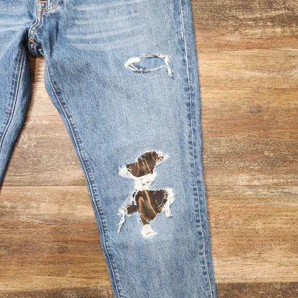 Abercrombie & Fitch Jeans Men 32x32 Blue Rustin Athletic Slim Camo Distressed - Picture 4 of 8